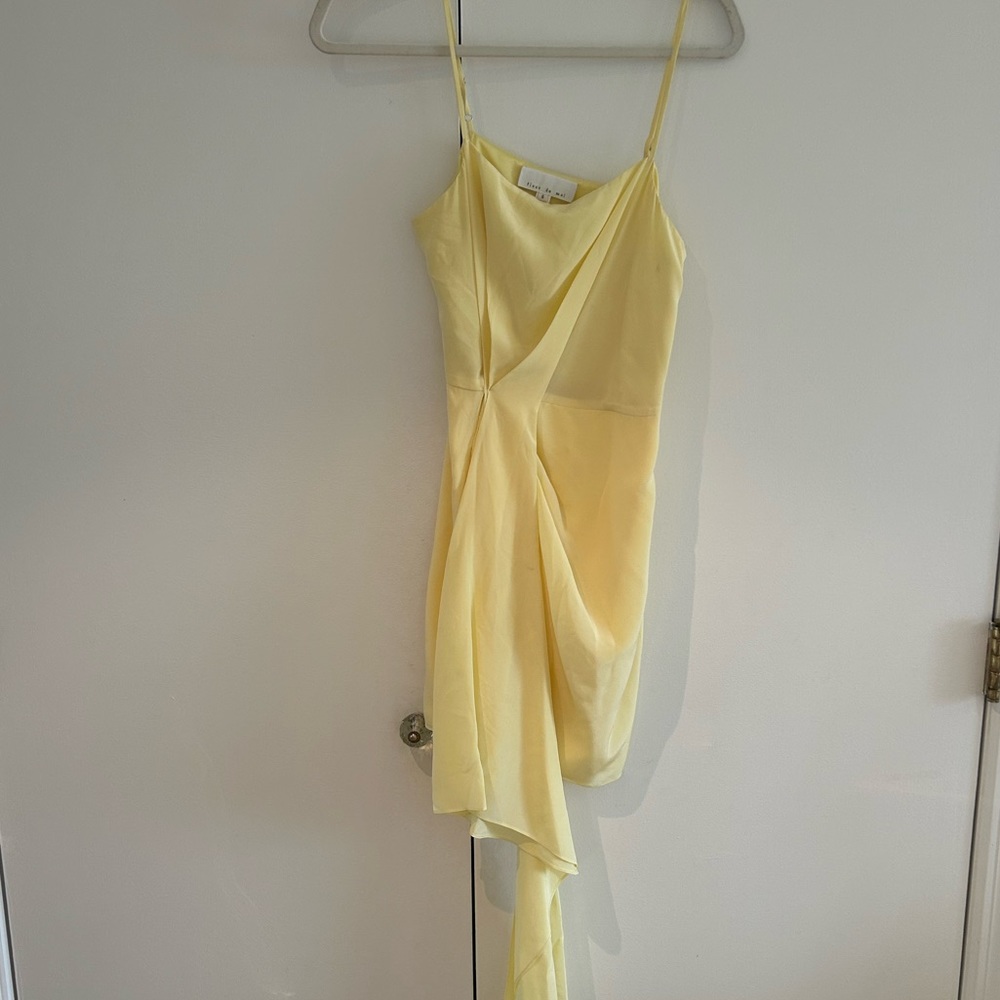 FLEUR DU MAL Cascade Sorbetto Yellow Silk Dress (Size 6)